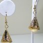 Gold Swarovski Pearl Fancy Cone Gold Dangle Earrings