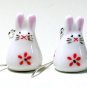 Cute Pink Porcelain Rabbit Dangle Silver Earrings