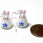 Cute Blue Porcelain Rabbit Dangle Silver Earrings