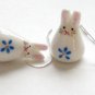 Cute Blue Porcelain Rabbit Dangle Silver Earrings