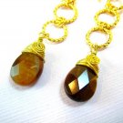 Tiger Eye Gold Twisted Ring Earrings