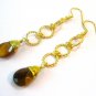 Tiger Eye Gold Twisted Ring Earrings