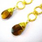 Tiger Eye Gold Twisted Ring Earrings