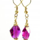 Pink Fuchsia Swarovski Cosmic Gold Earrings