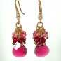 Fuchsia Swarovski Cluster Gold Earrings