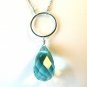 Aqua Quartz Round Hoop Silver Necklace