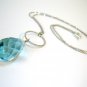 Aqua Quartz Round Hoop Silver Necklace