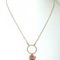 Fuchsia Swarovski Cluster Gold Hoop Necklace