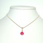 Pink Fuchsia Chalcedony Briolette Gold Necklace