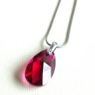 Ruby Swarovski Teardrop Silver Necklace