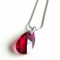 Ruby Swarovski Teardrop Silver Necklace