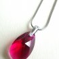 Ruby Swarovski Teardrop Silver Necklace