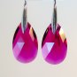 Ruby Swarovski Faceted Teardrop Silver Earrings