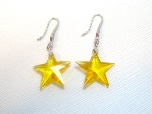 Yellow Swarovski Crystals Star Earrings