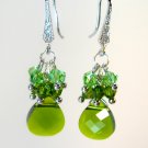 Green Swarovski Crystals Cluster Earrings