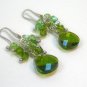 Green Swarovski Crystals Cluster Earrings