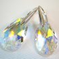 Clear AB Swarovski Faceted Teardrop Silver Earrings