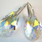 Clear AB Swarovski Faceted Teardrop Silver Earrings