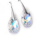 Clear AB Swarovski Faceted Teardrop Silver Earrings