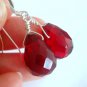 Red Garnet Quartz Simple Silver Earrings
