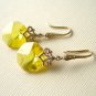 Yellow Octagon Swarovski Gold Dangle Earrings