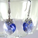 Purple Zircon Swarovski Crystal Heart Silver Earrings