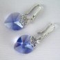 Purple Zircon Swarovski Crystal Heart Silver Earrings