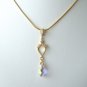 AB clear Swarovski Faceted Briolette with Gold Spade Connector Necklace