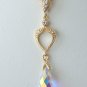 AB clear Swarovski Faceted Briolette with Gold Spade Connector Necklace