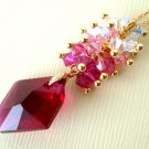 Ruby Fuchsia Swarovski Cosmic Cascade Long Gold Necklace