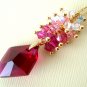 Ruby Fuchsia Swarovski Cosmic Cascade Long Gold Necklace