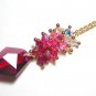 Ruby Fuchsia Swarovski Cosmic Cascade Long Gold Necklace
