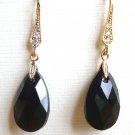 Black Swarovski Teardrop Gold Cubic Decorated Earrings