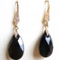 Black Swarovski Teardrop Gold Cubic Decorated Earrings