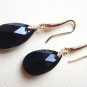 Black Swarovski Teardrop Gold Cubic Decorated Earrings