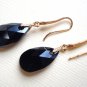 Black Swarovski Teardrop Gold Cubic Decorated Earrings