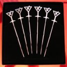Extra Long! 6 x TALL 5" Cocktail Picks MARTINI GLASS Stainless Steel