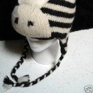 Adult Size KNIT ZEBRA HAT - ski cap animal Costume Fully Lined Warm toque beanie STRIPED HORSE