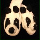 PANDA BEAR MITTENS black and white ADULT delux HALLOWEEN COSTUME knitwear hats and mittens
