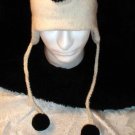KNIT POLAR BEAR HAT Adult Ski Cap BEANIE Halloween Costume Black & White Wear delux