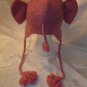 ADULT PINK ELEPHANT Hat KNIT SKI CAP animal Halloween costume Braided Tail Pink Tassels
