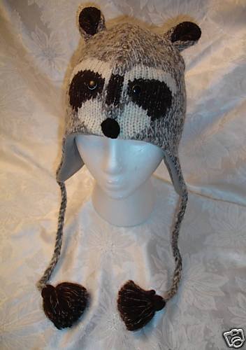 raccoon hat with face