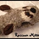 deLux brand RACCOON MITTENS hand knit ADULT Lined NEW puppet Customer racoon