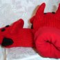RED DEVIL Evil Sock Monkey Knit MITTENS puppet MENS womens FLEECE Lined Halloween Costume