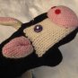 COW MITTENS knit deLux COSTUME puppet ADULT Holstein fleece lined MENS WOMENS 10" long cuff COWS