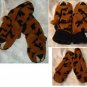 LEOPARD MITTENS knit ADULT puppet MENS WOMENS Fleece Lined animal shaped Halloween Costume