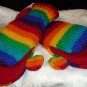 Rainbow SOCK MONKEY MITTENS knit stripe ADULT fleece lined striped stripes cushy Costume delux