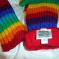 Rainbow SOCK MONKEY MITTENS knit stripe ADULT fleece lined striped stripes cushy Costume delux