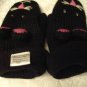 CAT MITTENS knit ADULT puppet BLACK Kitty Face Whiskers FLEECE LINED driving gloves Costume