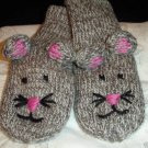 MOUSE MITTENS knit delux Gray Mousey ADULT hand puppet grey Halloween COSTUME child therapy MICE